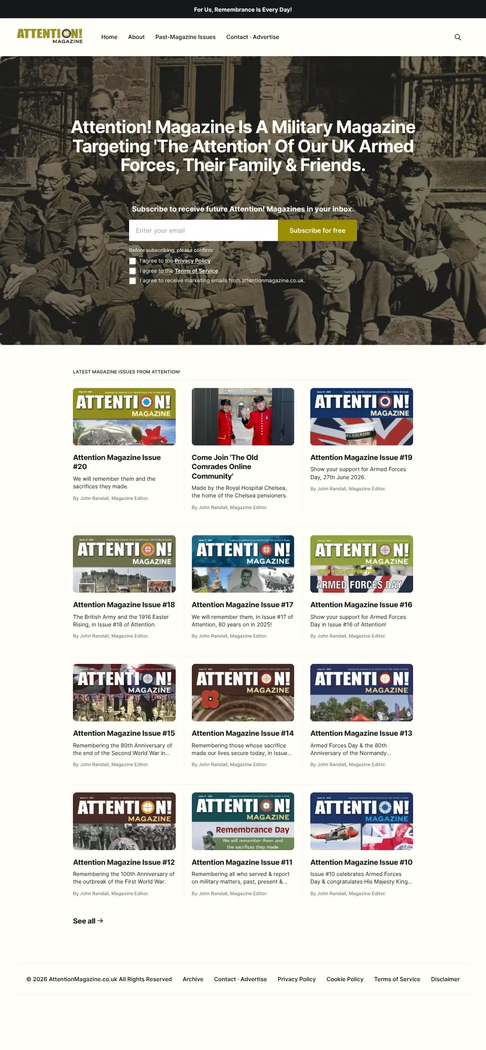 The Attention! Magazine. Military Magazine With A Commitment To Remember. website