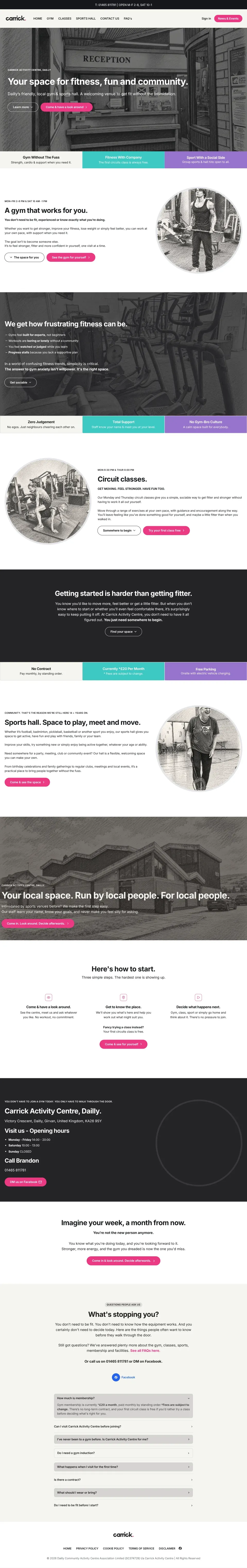 The Carrick Activity Centre | Gym in Dailly, South Ayrshire website