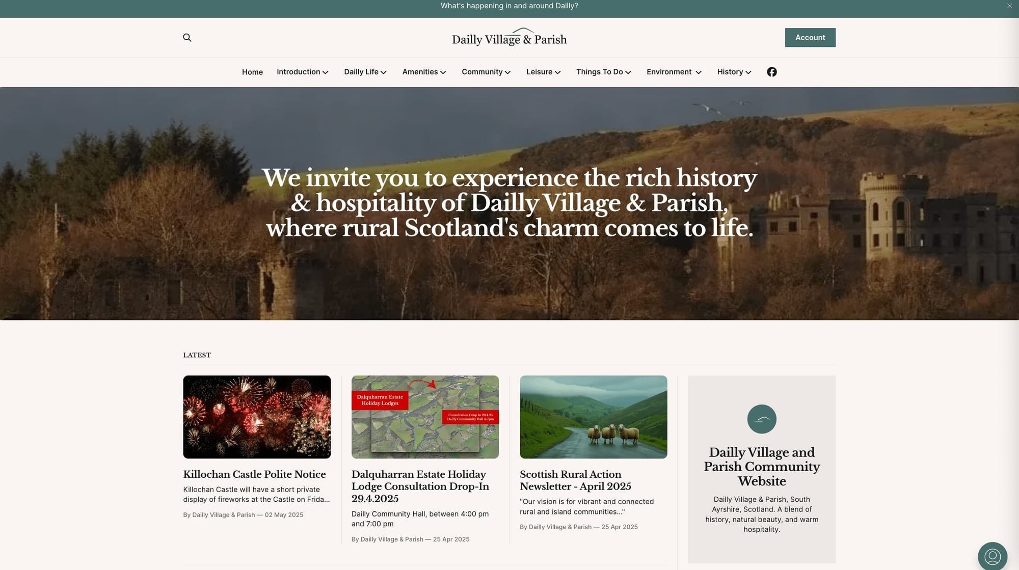 Screenshot of Dailly Parish website.