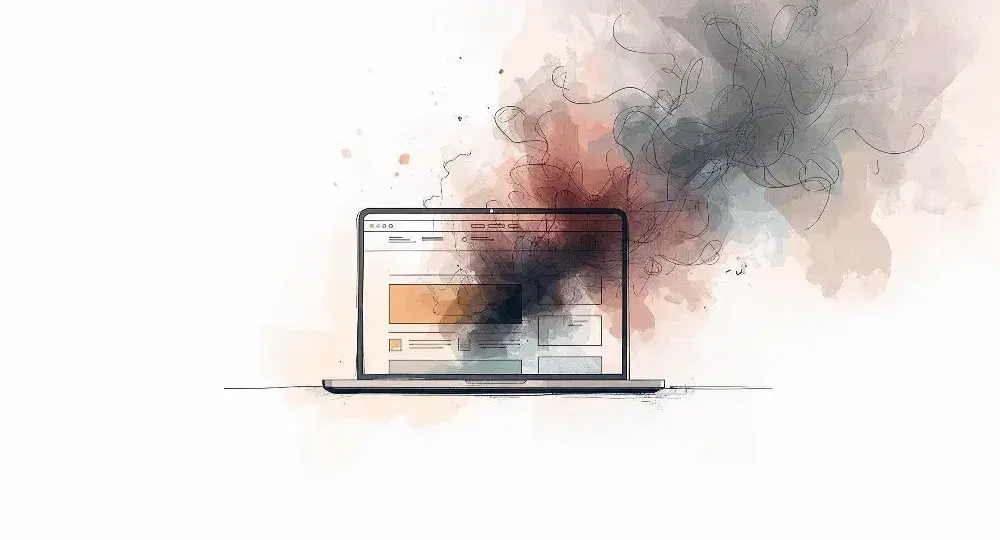 Laptop with dirty fumes coming from it.