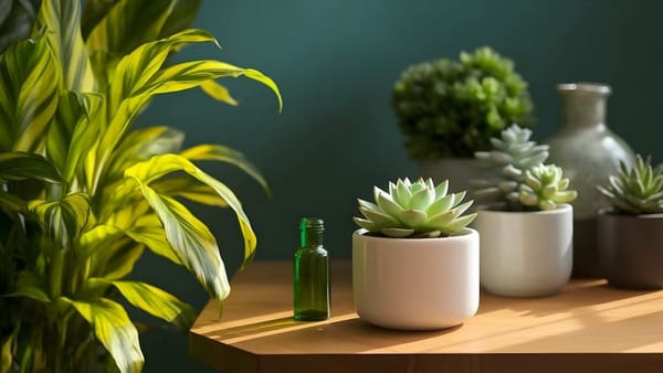 Various plants on a table.